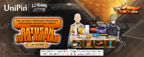 #11yearswithU – Promo Anniversary UniPin x One Punch Man Berhadiah Ratusan Juta Rupiah Menantimu!
